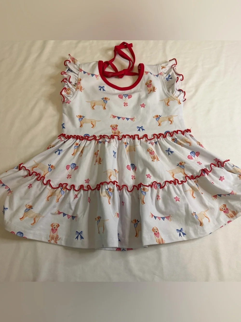 Serendipity by Shrimp & Grits Kids Patriotic Puppy‎ Ruffle Short Set Medium